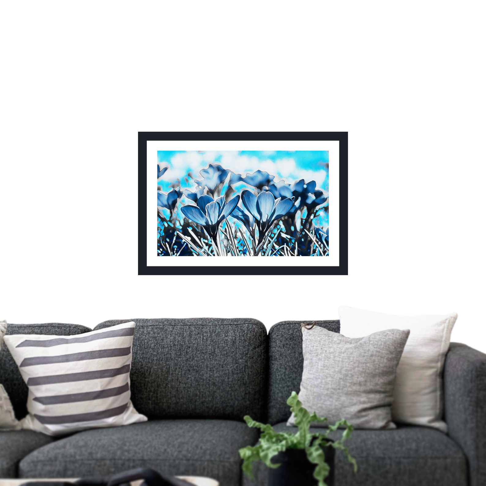 Blue Flowers Wall Art Print Printable Wall Art for Home Decor Etsy
