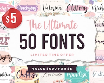 50 Font Bundle: Script, Calligraphy, Farmhouse
