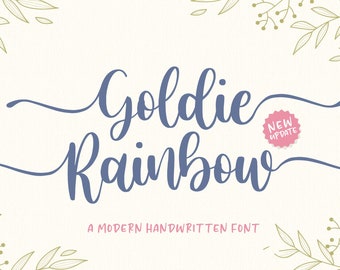 Goldie Rainbow Font- Calligraphy Font, Script Font, Farmhouse Font, Cricut Font, Procreate Font, Crafting, Commercial Use