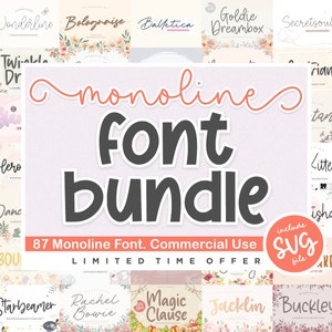 Monoline-lettertypebundel - monolinelettertype, scriptlettertype, vet lettertype, boerderijlettertype, Cricut-lettertype, procreate-lettertype, knutselen, bruiloftlettertype