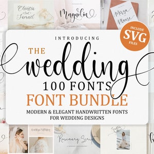 Wedding Font Bundle - Calligraphy Font, Script Font, Handwritten Font, Elegant Font, Invitations, Cricut Font, Procreate Font, Crafting Font