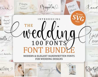 The Wedding 100 Font Bundle - Calligraphy, Handwritten, Script with Swash, Invitations, Cursive, Procreate