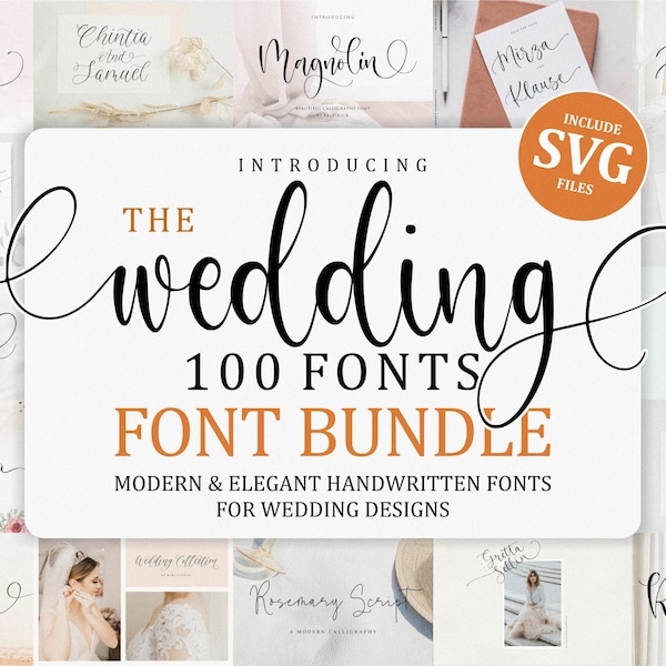 Wedding Font Bundle - Calligraphy Font, Script Font, Handwritten Font, Elegant Font, Invitations, Cricut Font, Procreate Font, Crafting Font