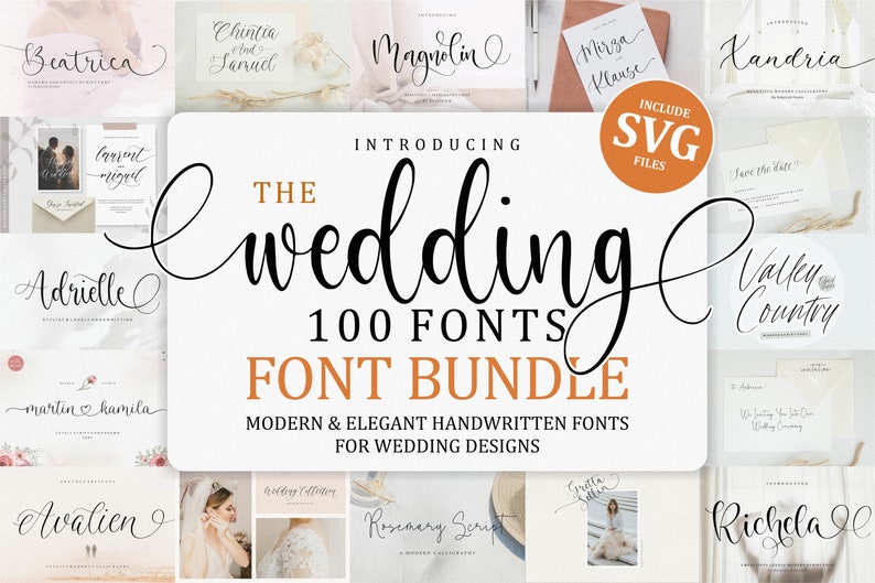 Wedding Font Bundle Calligraphy Font, Script Font, Handwritten Font, Elegant Font, Invitations, Cricut Font, Procreate Font, Crafting Font image 1