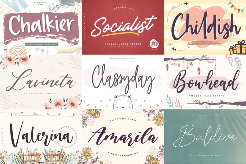 Ultimate 50 Font Bundle Calligraphy Font, Script Font, Farmhouse Font, Cricut Font, Procreate