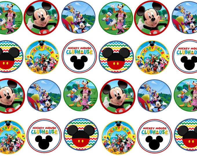 Transfer only for gelatin on bond paper (Mickey Mouse) 24 of 1.5 inches round.