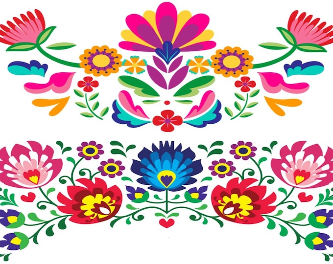 Hoja de azucar para decoración de pasteles ( flores Mexicanas ) 3" X 9.5"