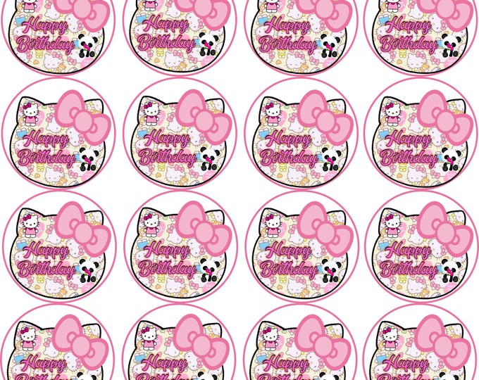 Edible sugar sheet for decorating cookies, cupcakes and other desserts hello kitty theme 16 images of 2 inches