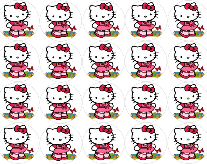 Image only for gelatin printed on bond paper (Hello Kitty) 20 of 1.81 inches round