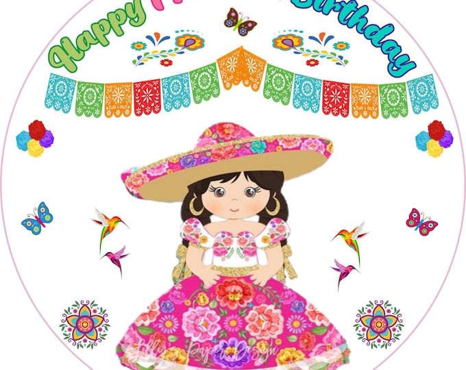 Transfer only for gelatin printed on bond paper (Mexican Fiesta) 8 inches round