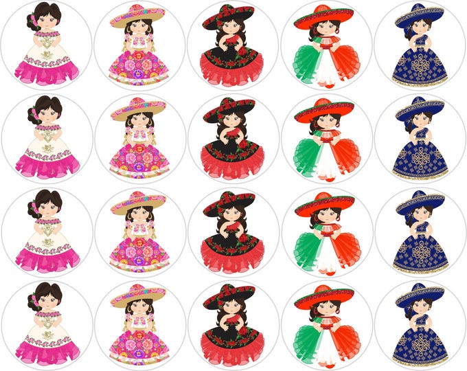 Sugar Paper (Mexican Rancheritas) 20 images of 1.81 inches Round