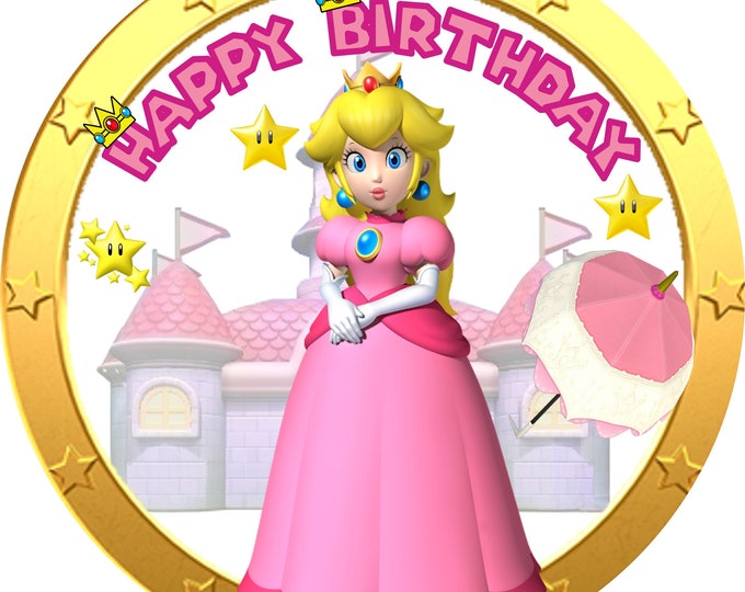 Transfer only for gelatin printed on bond paper (Princess Peach) 8 inches round
