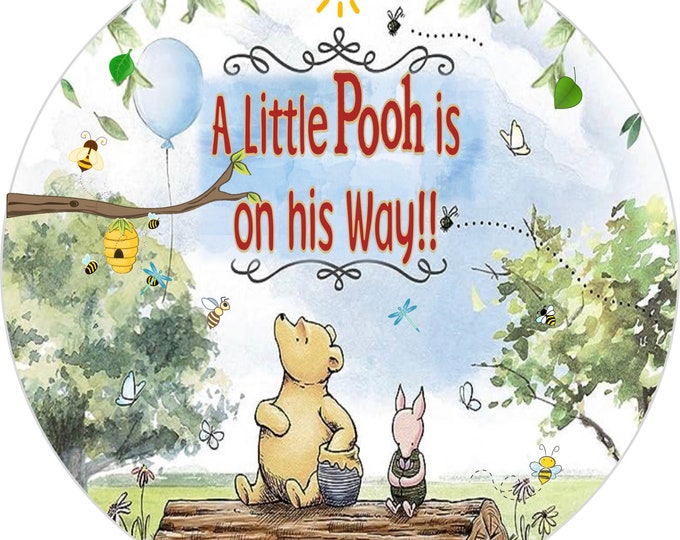 Gelatin transfer only printed on regular bond multipurpose paper (Winnie the Pooh Baby shower) 8 inches round