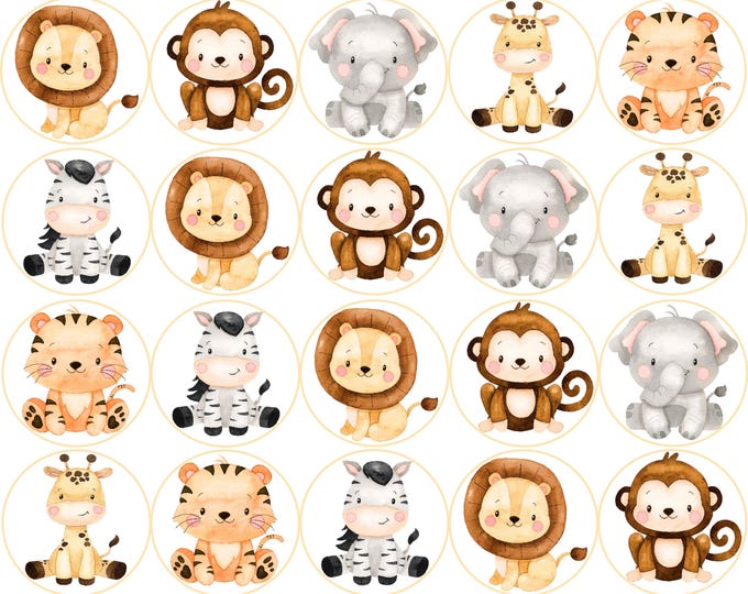 Sugar Paper (Baby Safari) 20 images 1.81 inches Round
