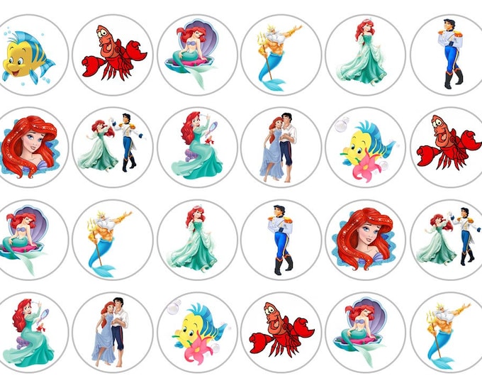 The Little Mermaid 24 1.5 inch round gelatin transfers only