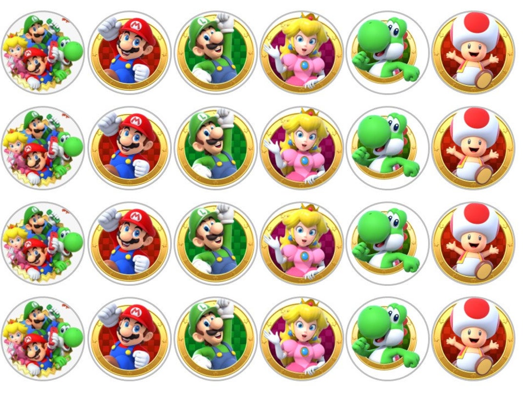 Sugar Paper super Mario Bros 24 Images 1.5 Round - Etsy