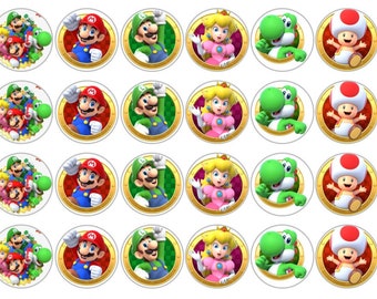 Sugar paper (Super Mario Bros) 24 images 1.5” round