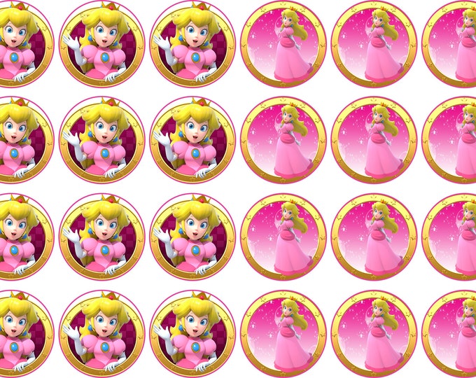 Gelatin-only transfer printed on multipurpose bond paper (Princess Peach) 24 1.5-inch round