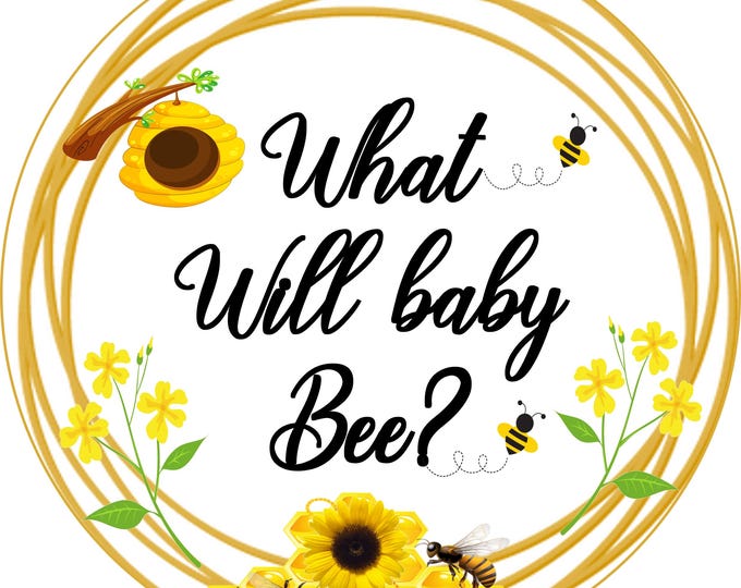 Sugar paper cake topper (Bees) 8 inch round
