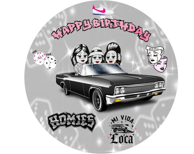 Sugar paper cake topper (Homies) 8 inch round