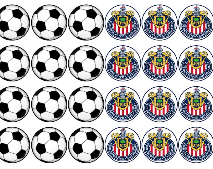 Transfer only for gelatin (Chivas logo and soccer ball) 24 of 1.5 inches round