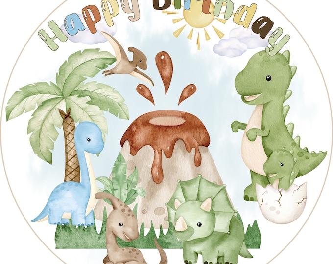 Transfer only for gelatin printed on bond paper (Dinosaur) 8 inches round