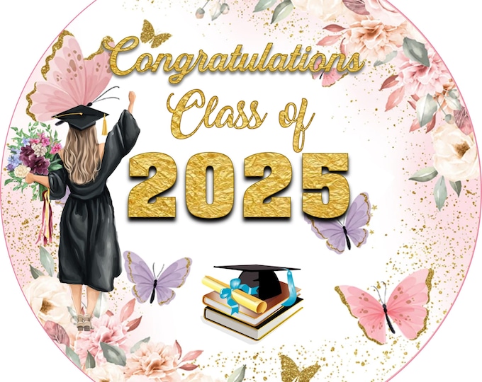 Gelatin-only transfer printed on regular bond multipurpose paper (Graduation) 8 inches round