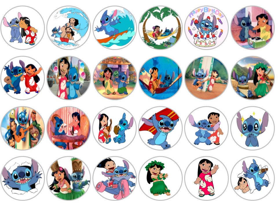 Lilo and Stitch Outline Cutout Edible Image Toppers — Choco House