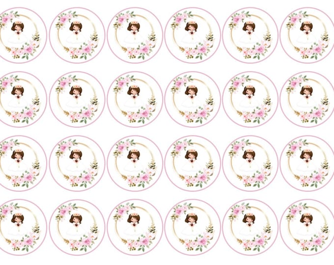 Transfers for gelatin only (Girl's baptism) 24 of 1.5 inches round