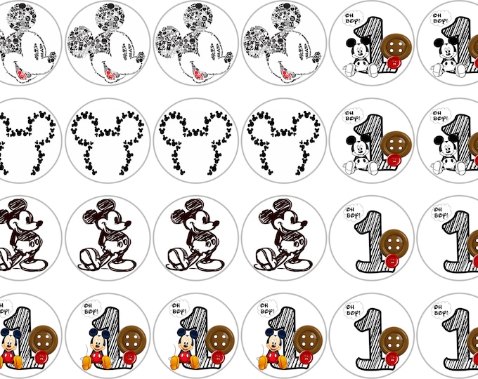 Transfers for gelatin only (Mickey Mouse) 24 of 1.5 inches round