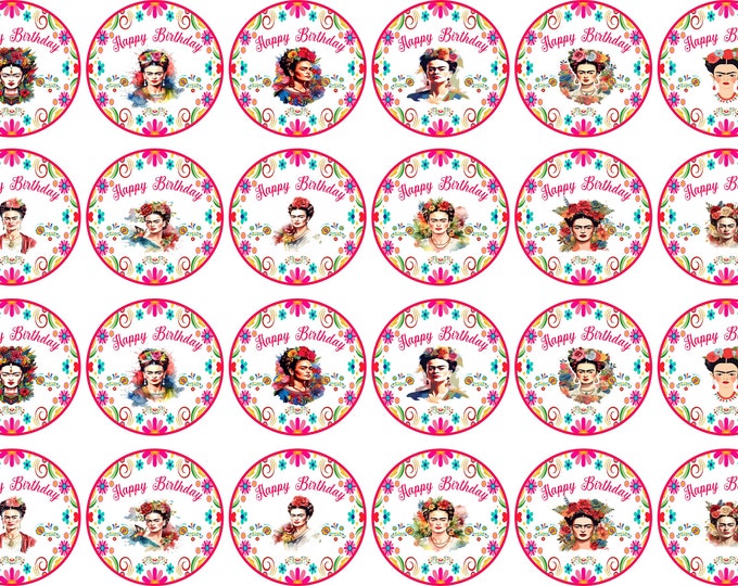 Transfer only for gelatin (Frida Kahlo) 24 of 1.5 inches round