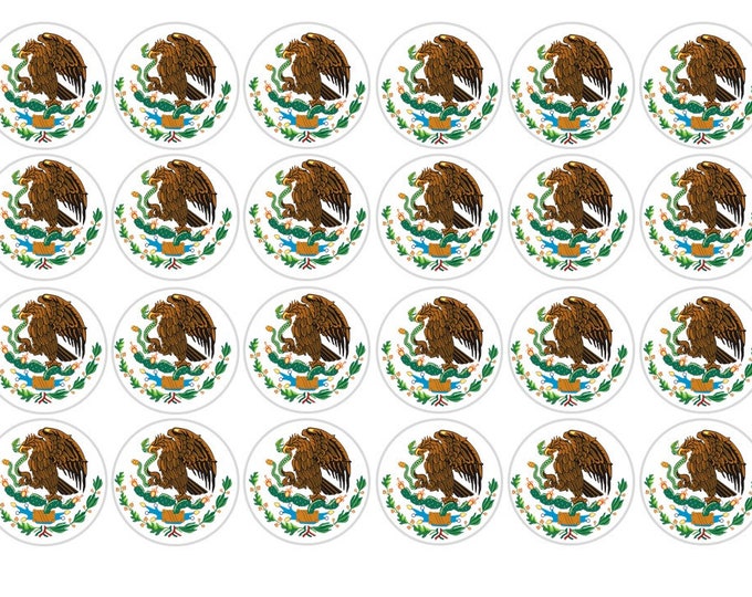 Mexican Shield 24 gelatin transfers, 1.5-inch round