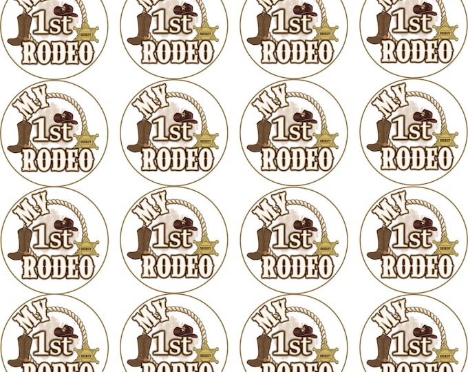 Sugar paper (My first rodeo) 16 images of 2” round