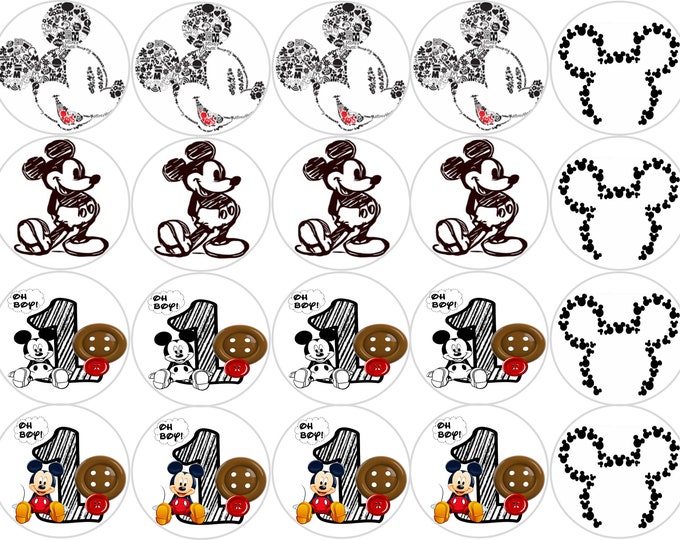 Sugar Paper (Mickey Mouse) 20 images 1.81 inches Round