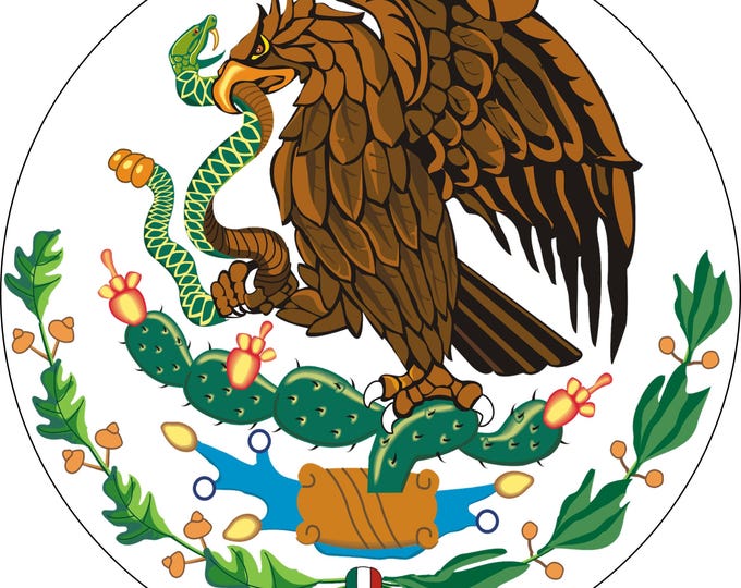 Sugar paper cake topper (Mexican shield) 8 inches round