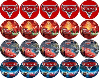 Sugar paper (Cars) 20 images of 1.81 inches in circle
