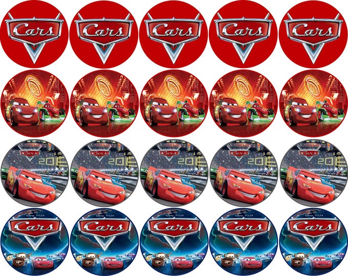 Sugar Paper (Cars) 20 images of 1.81 inches in circle