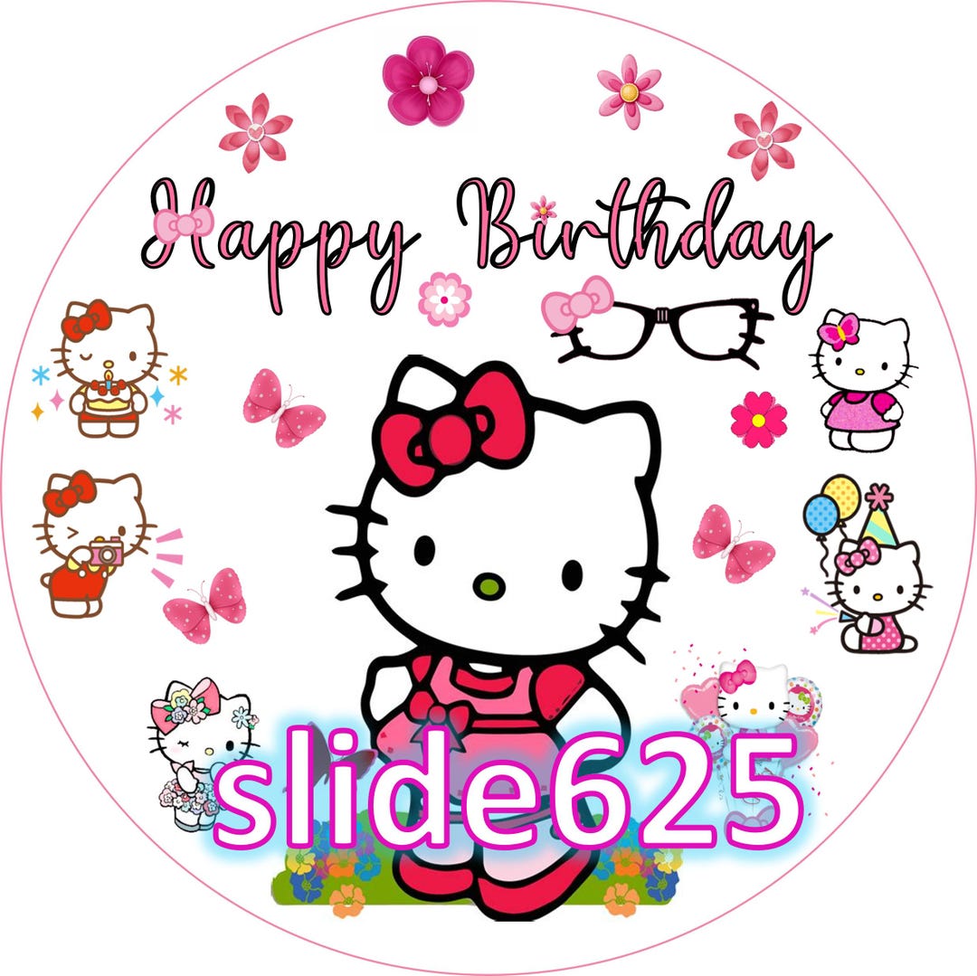 Hello 8 Cake Topper in Sugar Paper (hello Kitty) 8 Inch Round - Etsy