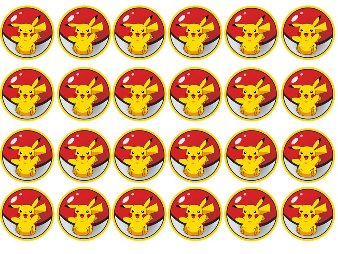 Picachu 24 Gelatin Transfer 1.5 Inches Round. Etsy