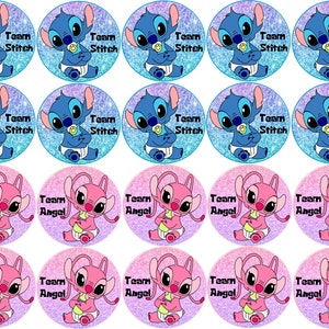 Sugar Paper (Stitch Gender Reveal) 20 images 1” 13/16 inch Round