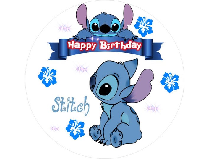 Cake topper in sugar paper for cake ( Stitch ) 8 inches round