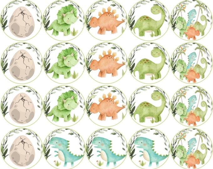 Sugar paper (Dinosaurs) 20 images of 1.81 Round