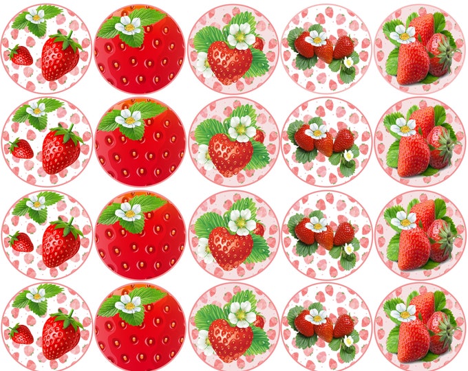 Sugar paper (Strawberries) 20 images of 1.81 Round