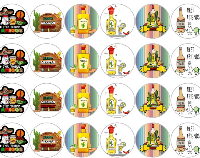 Transfer only for gelatin (Mexican Birthday) 24 of 1.5 inches round
