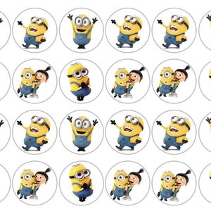 Minions 24 1.5 inch round gelatin transfer only