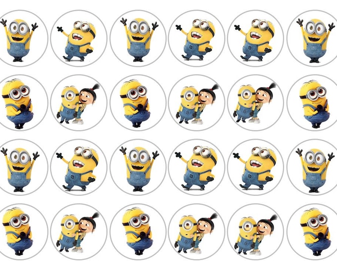 Minions 24 1.5 inch round gelatin transfer only