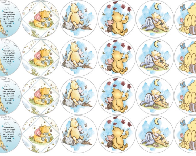 Gelatin transfers on Bond paper only (Classic Winnie the Pooh) 24 1.5 inch round