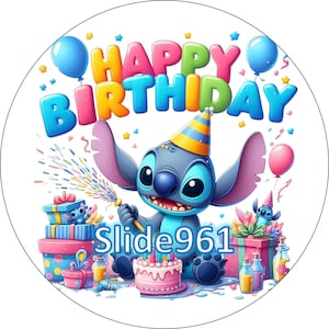 Sugar paper cake topper for cake (Stitch) 8 inch round