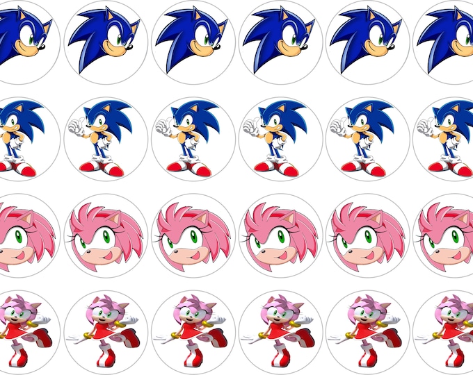 Sugar paper (Sonic and Amy) 24 images of 1.5” round
