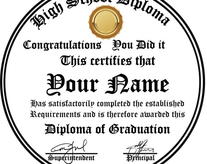 Sugar paper cake topper (High school diploma) 8 inch round